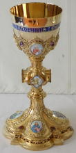 Solid silver gilt antique French Gothic Chalice.